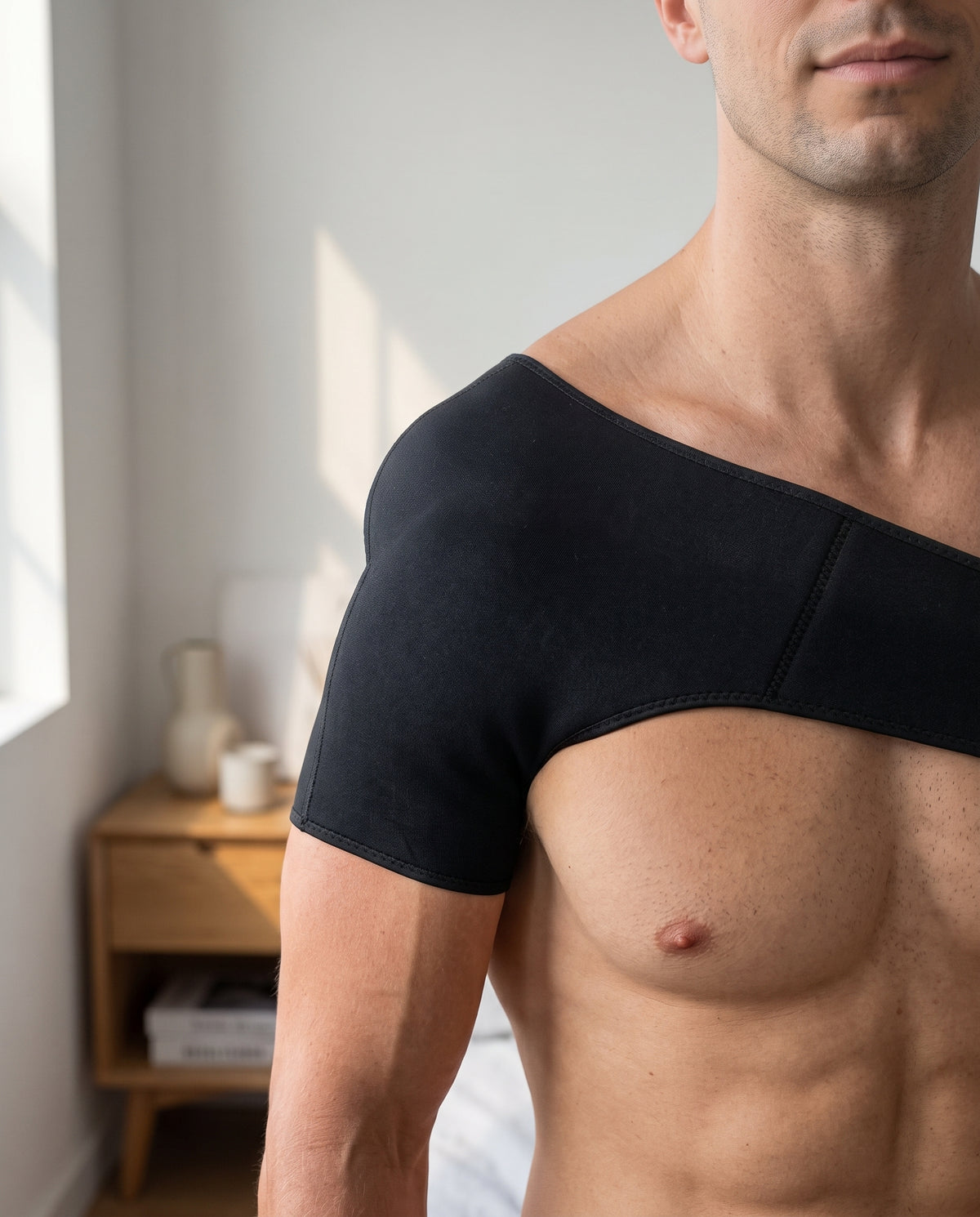 Ombreira Ortopédica para Ombro e Clavícula, Neoprene, em uso
